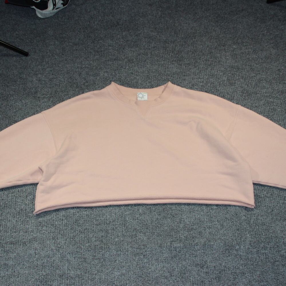 Vintage Offline Cropped Sweatshirt Womens XL Pink Casual Retro Lightweight - Picture 2 of 6